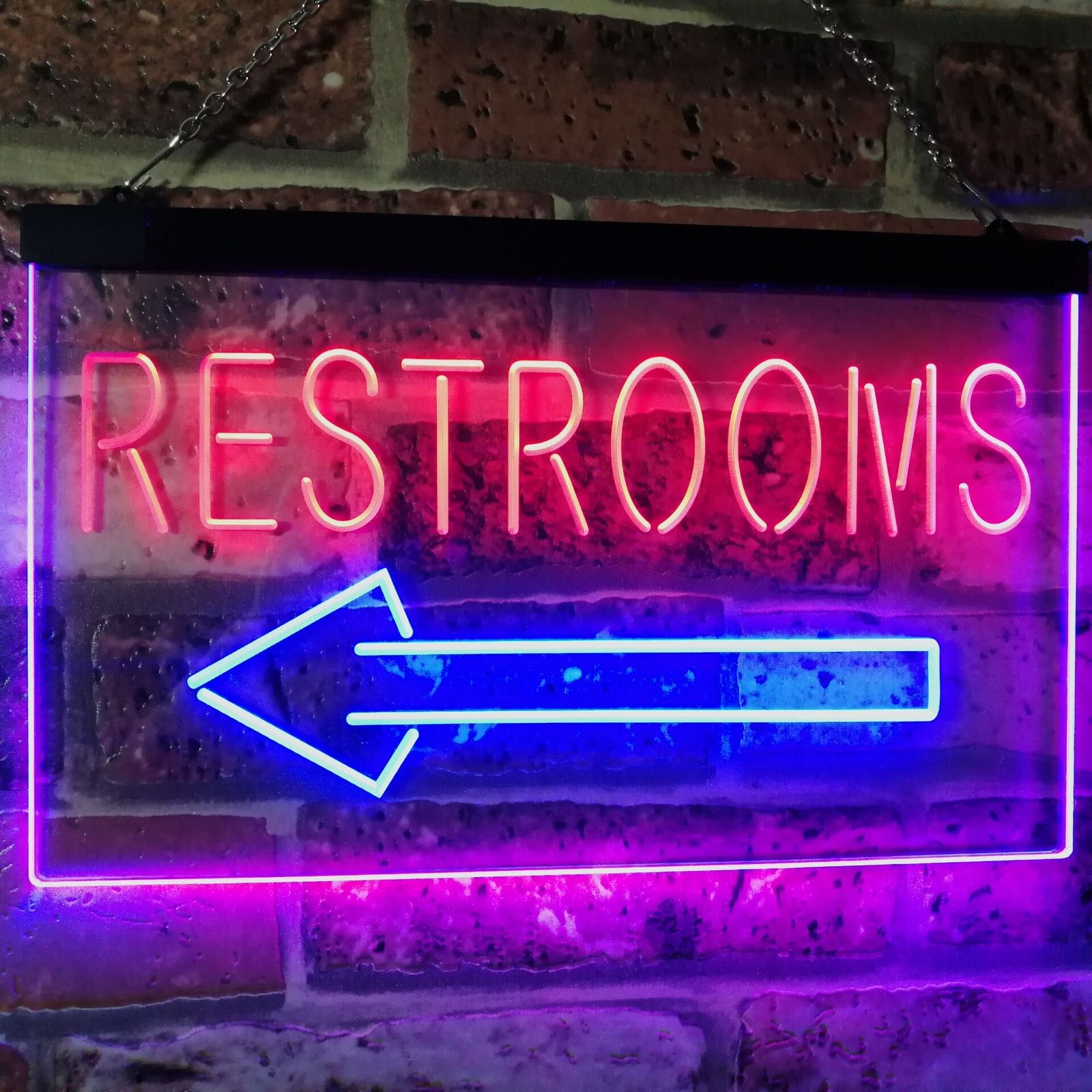 Restroom Arrow Point to Left Toilet Dual Color Led Neon Sign